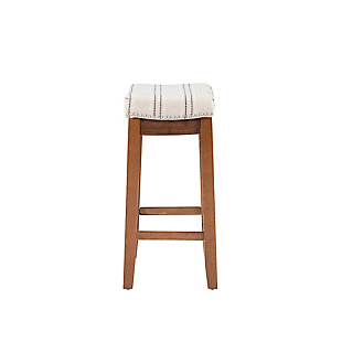 The Claridge Cognac counter stool will add stylish seating to any counter or high top table. The sturdy wood frame has a dark espresso finish accented by a cognac vinyl upholstered seat. Antique bronze-tone nailhead trim and accent stitching in a patchwork pattern lend eye-catching detail.Made of wood | Dark espresso finish | Antique bronze-tone nailhead trim | Cognac vinyl upholstered seat | 24" seat height | 275 lb. weight limit | Foam cushion | Assembly required