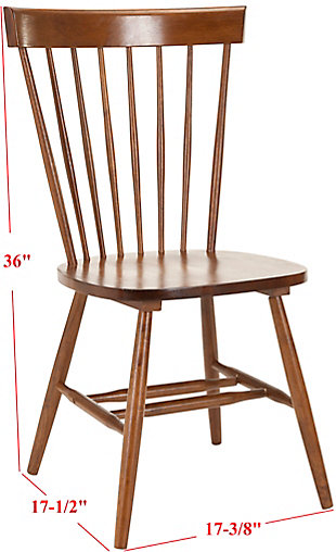 The Robbin chair takes its cues from the classic American country home style but strips away any excess ornamentation Clean lines, simple lines and fresh colors update this airy addition to casual dining rooms.Dust regularly with a soft, dry cloth. Never use oiled or treated cloths on lacquered finishes. Some finishes can be wiped with a damp (not wet) cloth, followed at once by rubbing with a dry cloth to remove fingerprints and smudges. For persistent spots, gently clean with a soft cloth and a solution of water and mild soap, make sure to wipe dry. Use adhesive felt pads, coasters and placemats to protect your furniture. | Sold as a set of two
