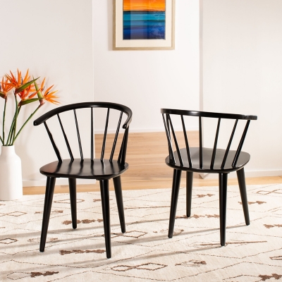 Saddle 18" Curved Spindle Side Chair (Set of 2), Black, rollover