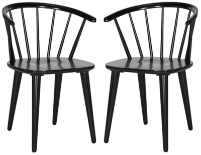 Saddle 18" Curved Spindle Side Chair (Set of 2), Black, large