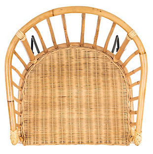 This contemporary rattan barrel dining chair is the natural choice to instantly upgrade any dining room. Designed to highlight its beautiful rattan texture, its barrel-style back offers a blend of comfort and style. Black metal legs give it a mod edge.Dust regularly with a soft, dry cloth. Never use oiled or treated cloths on lacquered finishes. Some finishes can be wiped with a damp (not wet) cloth, followed at once by rubbing with a dry cloth to remove fingerprints and smudges. For persistent spots, gently clean with a soft cloth and a solution of water and mild soap, make sure to wipe dry. Use adhesive felt pads, coasters and placemats to protect your furniture. | 0