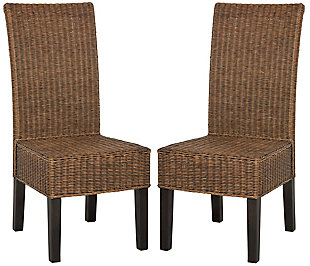 Mitchell 18" Wicker Dining Chair (Set of 2), Brown/Multi, large