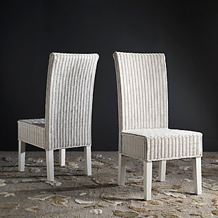 Mitchell 18" Wicker Dining Chair (Set of 2), White, rollover