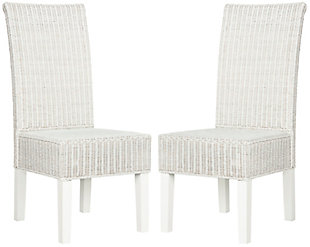 Mitchell 18" Wicker Dining Chair (Set of 2), White, large