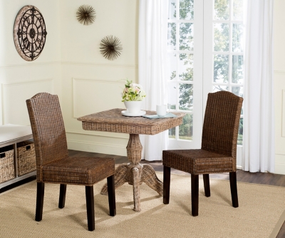 Felicia 19" Wicker Dining Chair (Set of 2), Brown/Multi, large