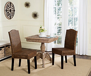 Felicia 19" Wicker Dining Chair (Set of 2), Brown/Multi, rollover