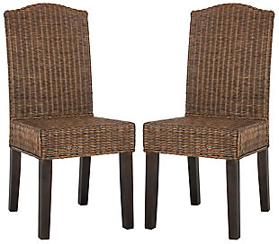 Felicia 19" Wicker Dining Chair (Set of 2), Brown/Multi, large