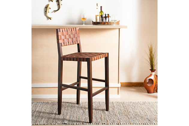 Counter Height Bar Stool, Leather Weave Bar Stools