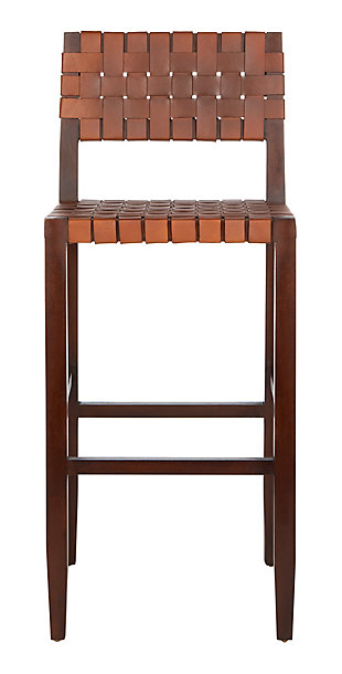 Valria Woven Leather Barstool, , large