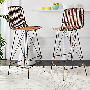Wicker Wicker Bar Stool (Set of 2), Natural Brown Wash, rollover