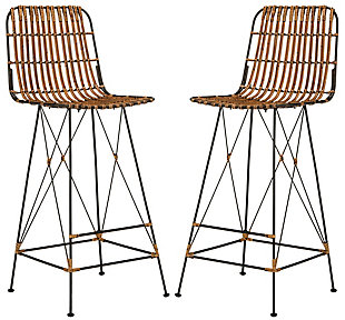 Wicker Wicker Bar Stool (Set of 2), Natural Brown Wash, large