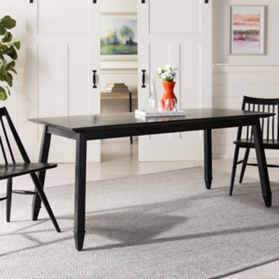 Carrie Black Rectangular Dining Table, Black, large