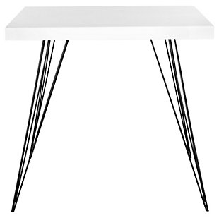 Retro Mid Century Square Lacquer Accent Table, White/Black, large