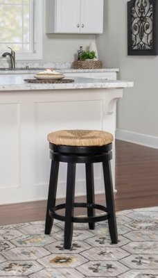 Powell Sea Grass Swivel Counter Height Bar Stool, Black, large