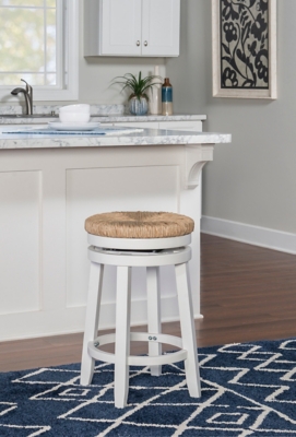 Powell Sea Grass Swivel Counter Height Bar Stool, White, large