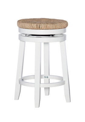Powell Sea Grass Swivel Counter Height Bar Stool, White, large