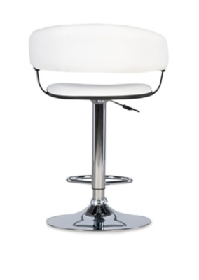 Powell Chrome Barrel Adjustable Height Bar Stool, White, large