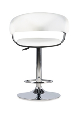 Powell Chrome Barrel Adjustable Height Bar Stool, White, large