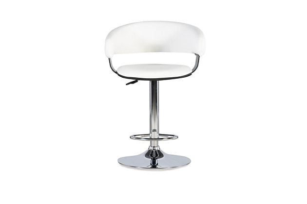 Chrome Barrel Adjustable Height Bar, White Leather Barrel Back Counter Stools With Silver Nailhead Trim