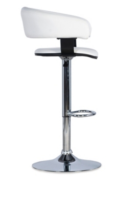 Powell Chrome Barrel Adjustable Height Bar Stool, White, large