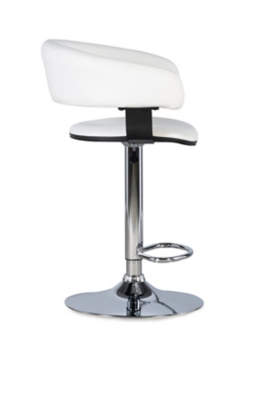 Powell Chrome Barrel Adjustable Height Bar Stool, White, large