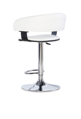 Powell Chrome Barrel Adjustable Height Bar Stool, White, large