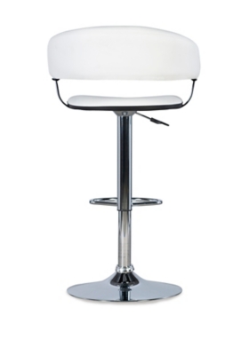 Powell Chrome Barrel Adjustable Height Bar Stool, White, large