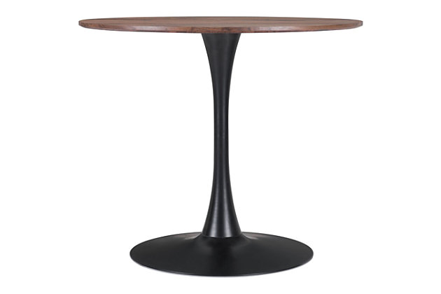 A stylish and hardworking table for all of your spaces: kitchen, living room, office, or bar area. A disc floats on a pedestal that appears to emerge from the ground.Weight capacity 250 (lbs.) | Pedestal base