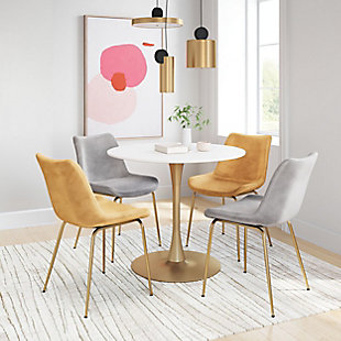 Zuo Modern Opus Dining Room Table, White/Gold Finish, rollover