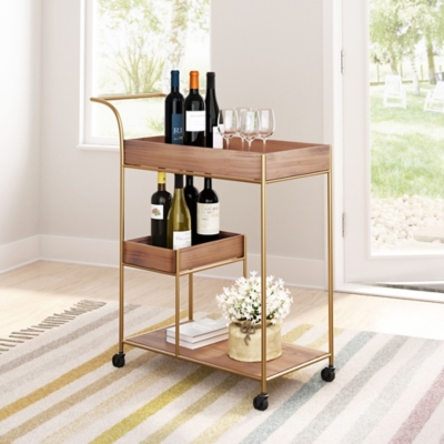 Zuo Modern Bar Cart With Tray Brown, , rollover