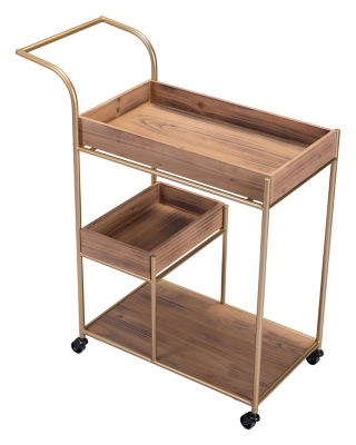 Zuo Modern Bar Cart With Tray Brown, , large
