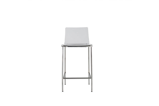 It's such a relief when a choice is so totally clear. Meet Chloe. A collection of practically shaped chairs and stools with one-piece clear acrylic seats and backs. When clean and simple is at the top of your list Chloe should be too.0.5" thick clear acrylic seat and back | Fully welded frame and footrest | Minor assembly required