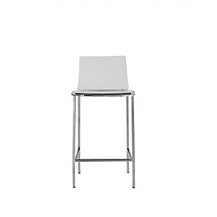Euro Style Chloe Counter Stool in Clear Acrylic with Brushed Aluminum Legs (Set of 2), Clear/Brushed Aluminum, large