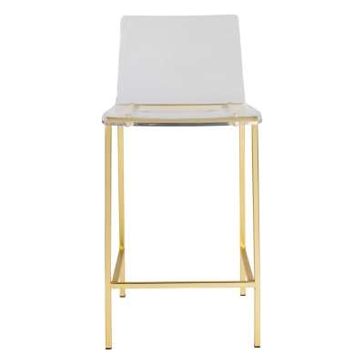 Euro Style Chloe Counter Stool in Clear Acrylic with Matte Brushed Gold Legs (Set of 2), Clear/Matte Gold, large