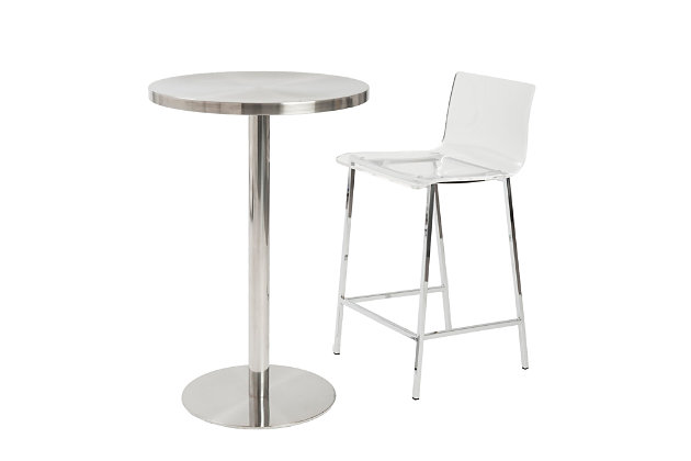 It's such a relief when a choice is so totally clear. Meet Chloe. A collection of practically shaped chairs and stools with one-piece clear acrylic seats and backs. When clean and simple is at the top of your list Chloe should be too.0.5" thick clear acrylic seat and back | Fully welded chromed steel frame and footrest | Minor assembly required