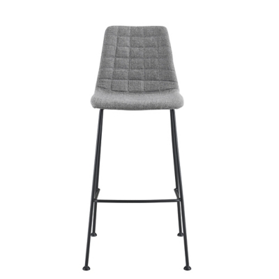 Euro Style Elma Bar Stool In Light Gray Fabric with Matte Black Frame and Legs (Set of 2), Light Gray, large