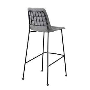 Contemporary meets cozy with this elegant yet relaxing bar stool. Quilted fabric over foam creates a warm yet polished seating while the long powder-coated steel legs literally elevate the general aesthetic. Both the black and the light grey color options are interwoven with white strands that give the impression of a tweed-like fabric.Fabric over foam seat and back | Solid steel frame and legs | Powder coated frame and legs