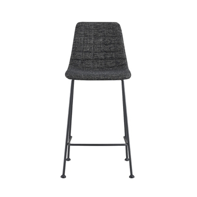Euro Style Elma Counter Stool In Black Fabric with Matte Black Frame and Legs (Set of 2), Black, large