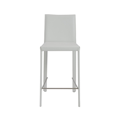 Euro Style Hasina Counter Stool in White with Polished Stainless Steel Legs (Set of 2), White, large
