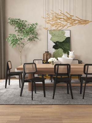 Versailles Square Dining Chairs (Set of 4), Black/Natural