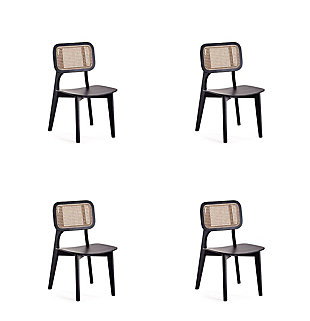 Versailles Square Dining Chair Set of 4, Black/Natural, large