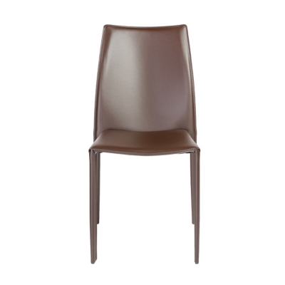Euro Style Dalia Stacking Side Chair in Brown (Set of 2), Brown, large