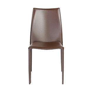 To look at the Dalia chair, not to mention sitting in it, you would never expect this piece to offer such luxurious comfort. It's completely covered in leather and makes having a stack of fabulous chairs ready to go, a reality.Fully upholstered regenerated leather chair | Internal steel frame | No assembly required