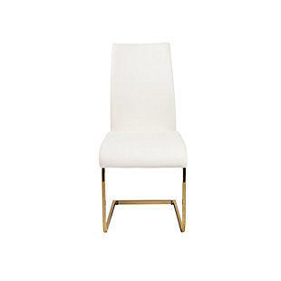 Euro Style Epifania Dining Chair in White with Brushed Gold Legs - Set of 4, , rollover