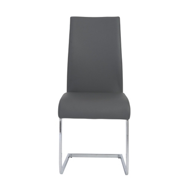 Euro Style Epifania Dining Chair in Gray with Chrome Legs - Set of 4, Gray, large