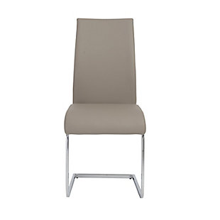 Euro Style Epifania Dining Chair in Taupe with Chrome Legs - Set of 4, Taupe, large