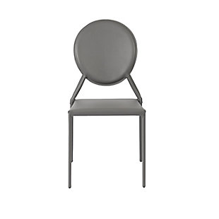 Euro Style Isabella Stacking Side Chair in Gray Leather (Set of 2), Gray, large