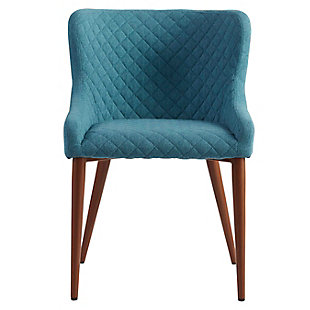 Euro Style Naveen Side Chair In Blue Fabric And Walnut Legs (Set of 2), Blue, rollover