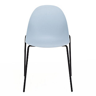 Euro Style Tayte Stacking Side Chair in Blue with Matte Black Legs - Set of 2, Blue, rollover