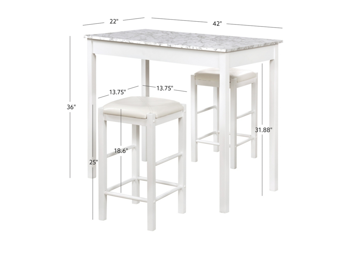 White 3 piece pub table set outlet